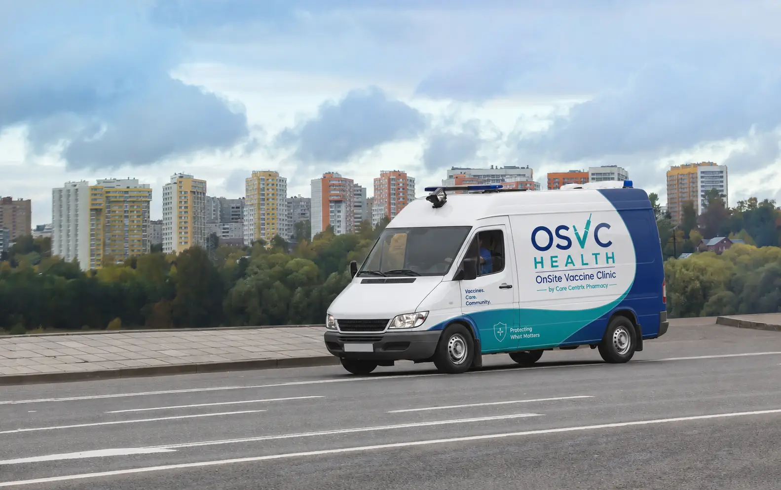van driving with osvc logo